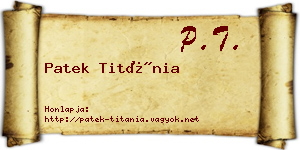 Patek Titánia névjegykártya